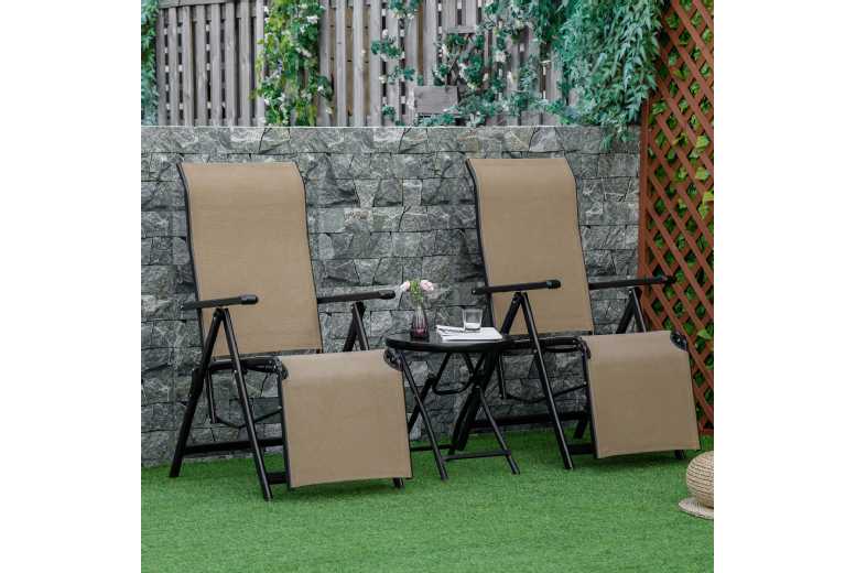 Outsunny 2 Sun Loungers, Folding Steel
