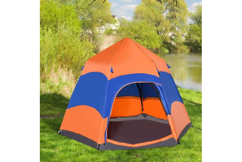 Outsunny 6-Man Hexagon Camping Tent