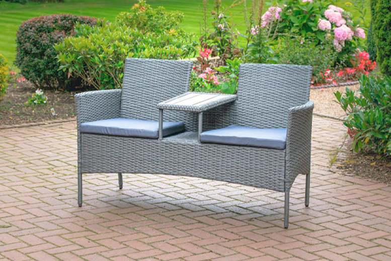 Rattan Love Seat Table