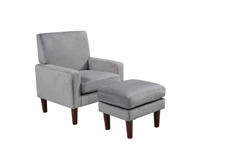 Plush Velvet Chair and Footstool