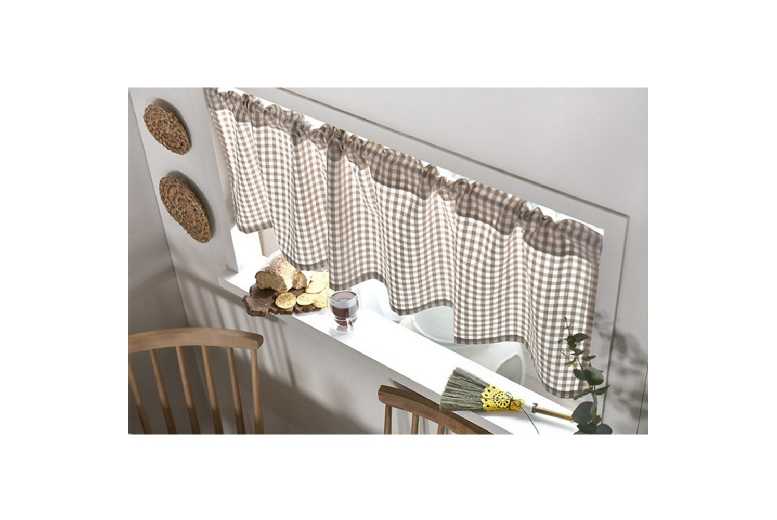 2Pcs 106 x 45cm Plaid Decor Curtains