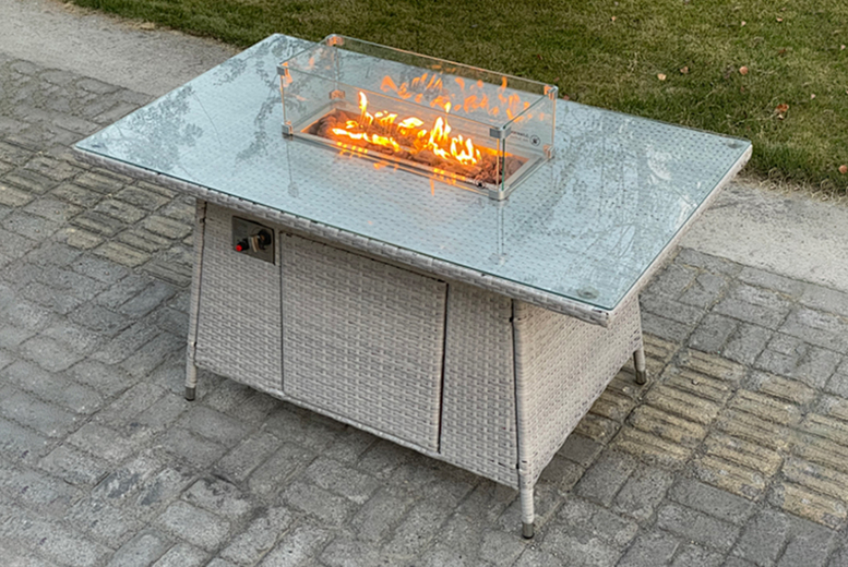 Garden Rattan Fire Pit Dining Table