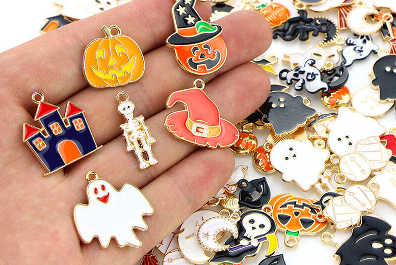 100 Pcs Halloween Alloy Enamel Pendants