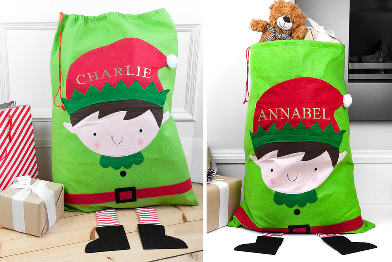 Personalised Christmas Elf Santa Sack