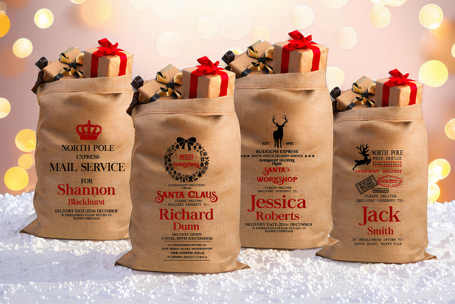 Personalised Hessian Christmas Sack