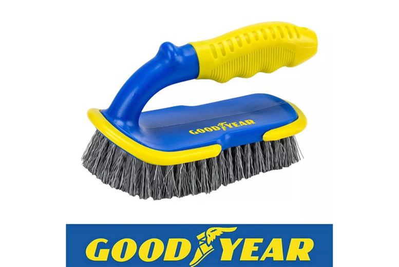 Goodyear Stiff Bristle Car Carpet & Upholstery Cleaning Brush – Ergonomic, Universal Fit | Wowcher
