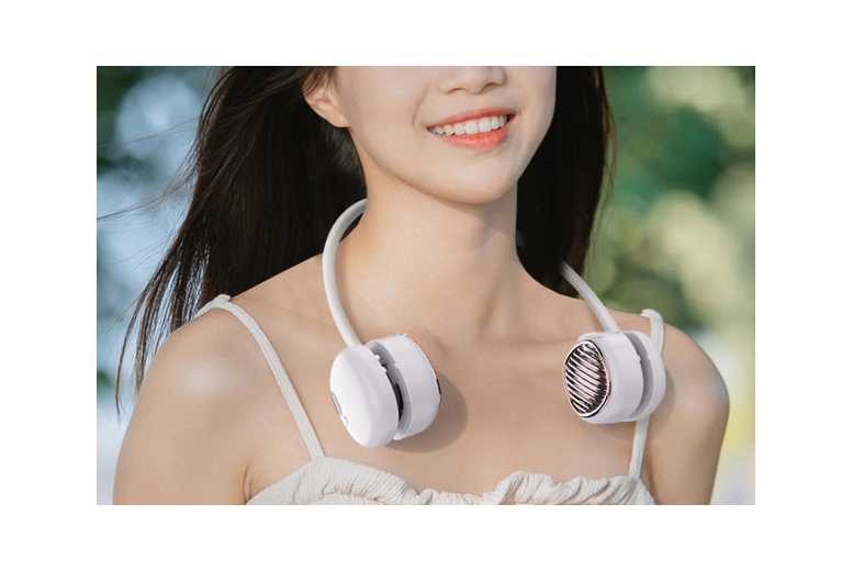 Usb Rechargeable Bladeless Neck Fan – 5-Speed, Wearable & Ultra-Quiet Cooling | Wowcher