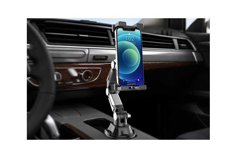 Adjustable Car Cup Holder Mount For Tablet & Phone – Universal Fit, Anti-Slip, All-Weather, Easy Install | Wowcher