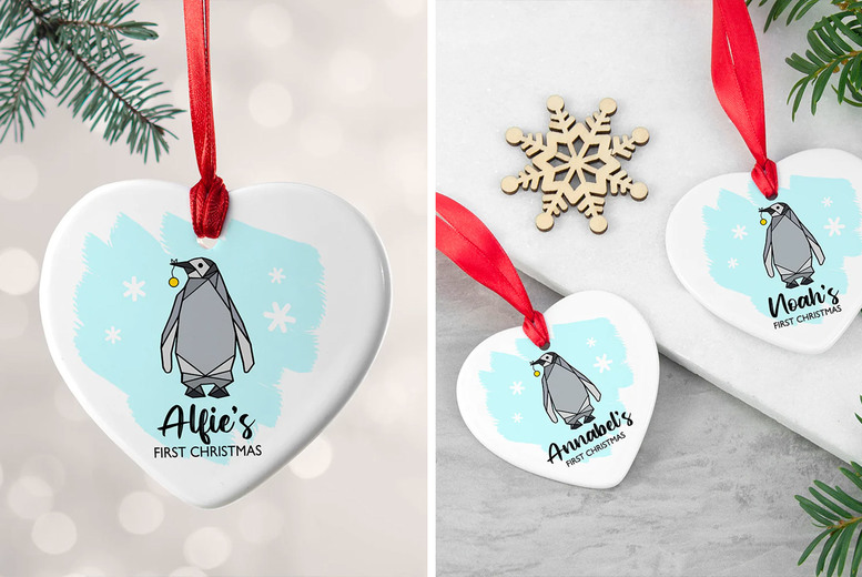 Personalised Penguin Christmas Bauble
